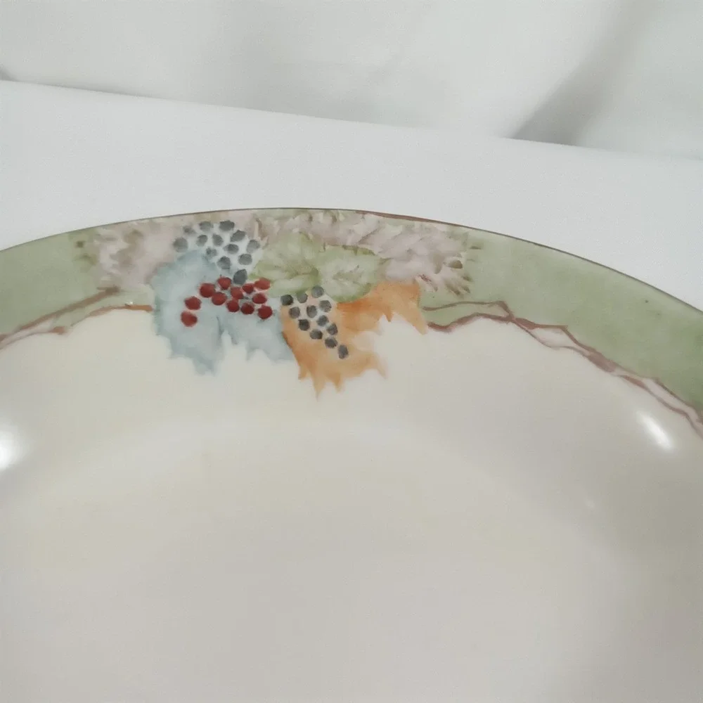 Vintage Hand Painted Porcelain Nut Dish Grapes Gold‎ Handles Japan Oval 7.75in
